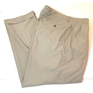 Alan Flusser Golf Pants Mens Size 38 38x31 Tan Pleated Cuffed